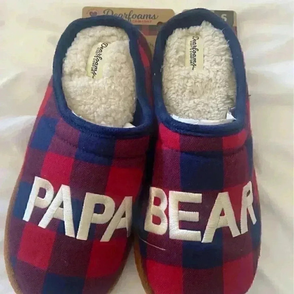 Memory Foam Papa Bear slippers NEW 7/8 - Picture 1 of 1